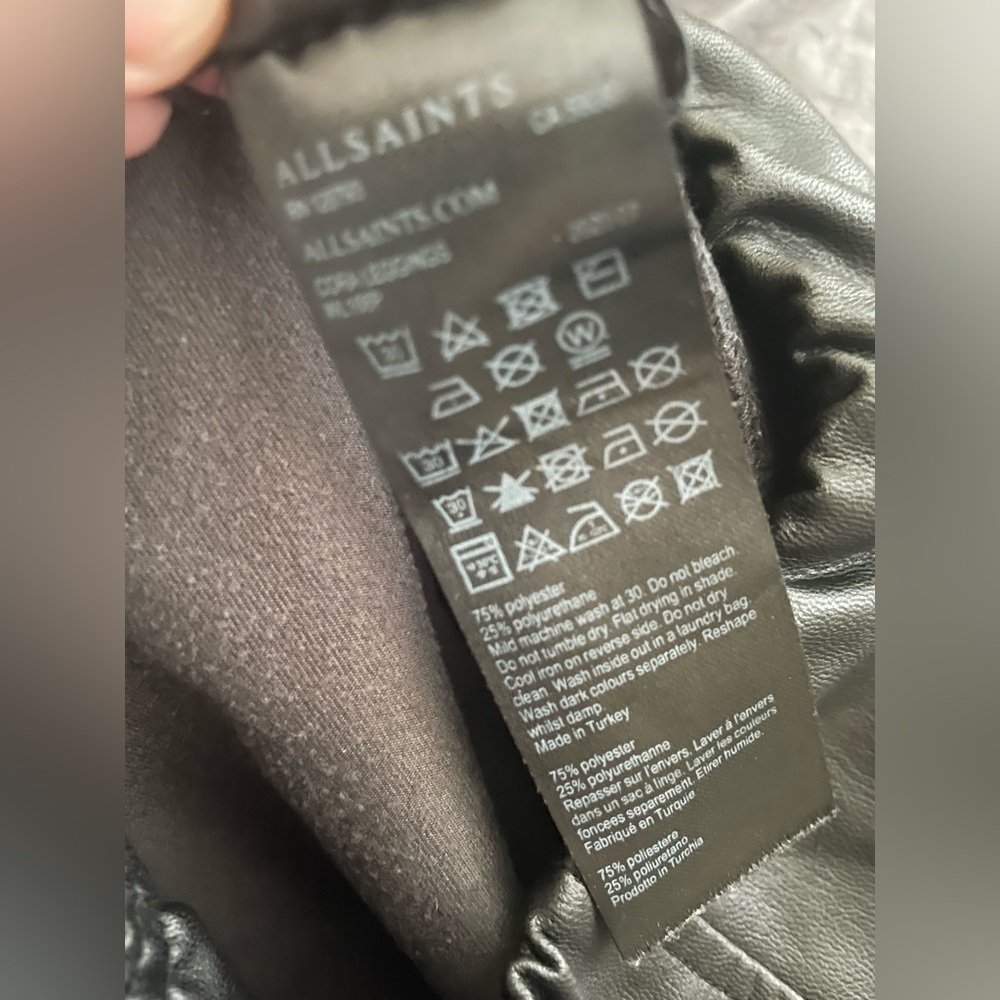 All Saints Leather Black Leggings Pants - Picture 7 of 7